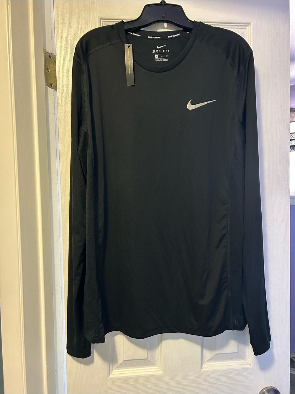 Nike Black Dri-FIT Running Tee with Silver Swoosh